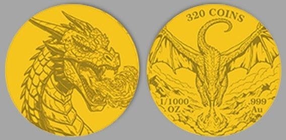 2026 Fire Dragon 1/1000 oz Gold Round (9,999 Mintage)