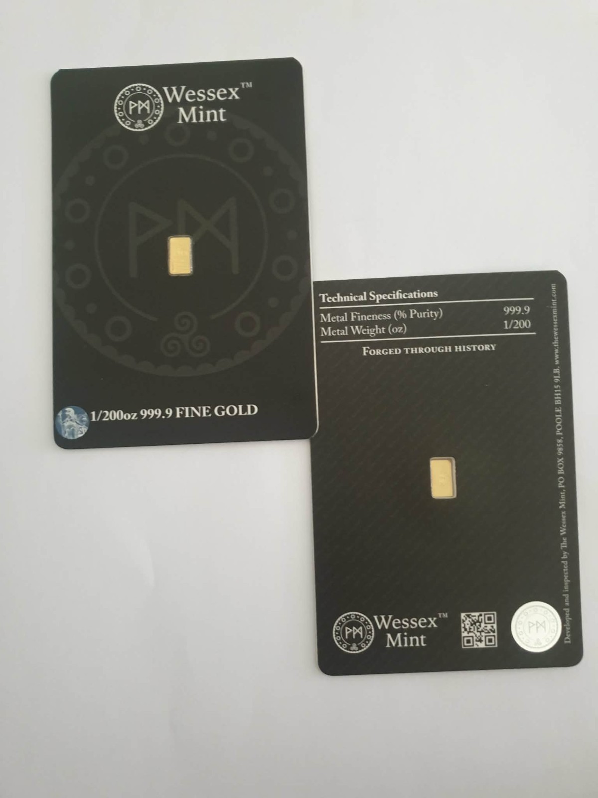 1/200 oz Gold Bar 24K Fine Gold Britannia Design- Wessex Mint. LBMA Certificate