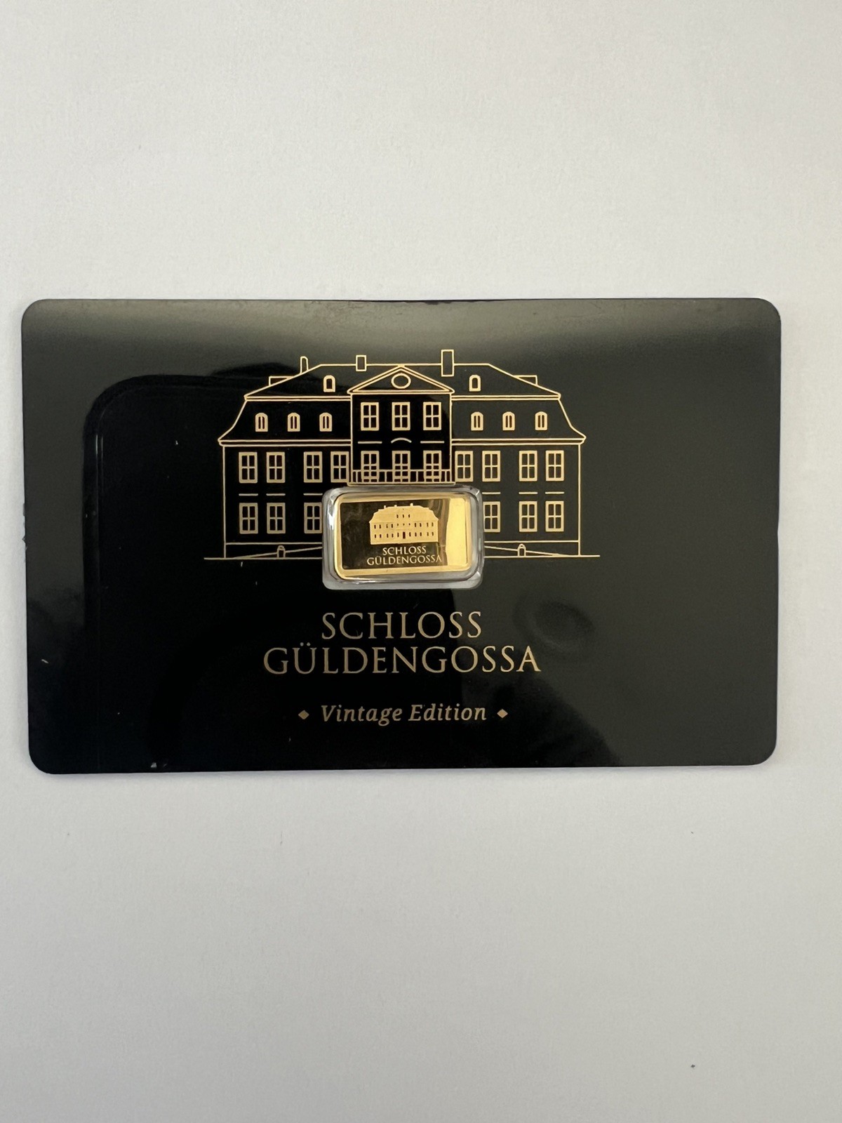 Geiger Schloss Guldengossa Vintage Edition Carded Gold Bar .5 Gram .999 Fine