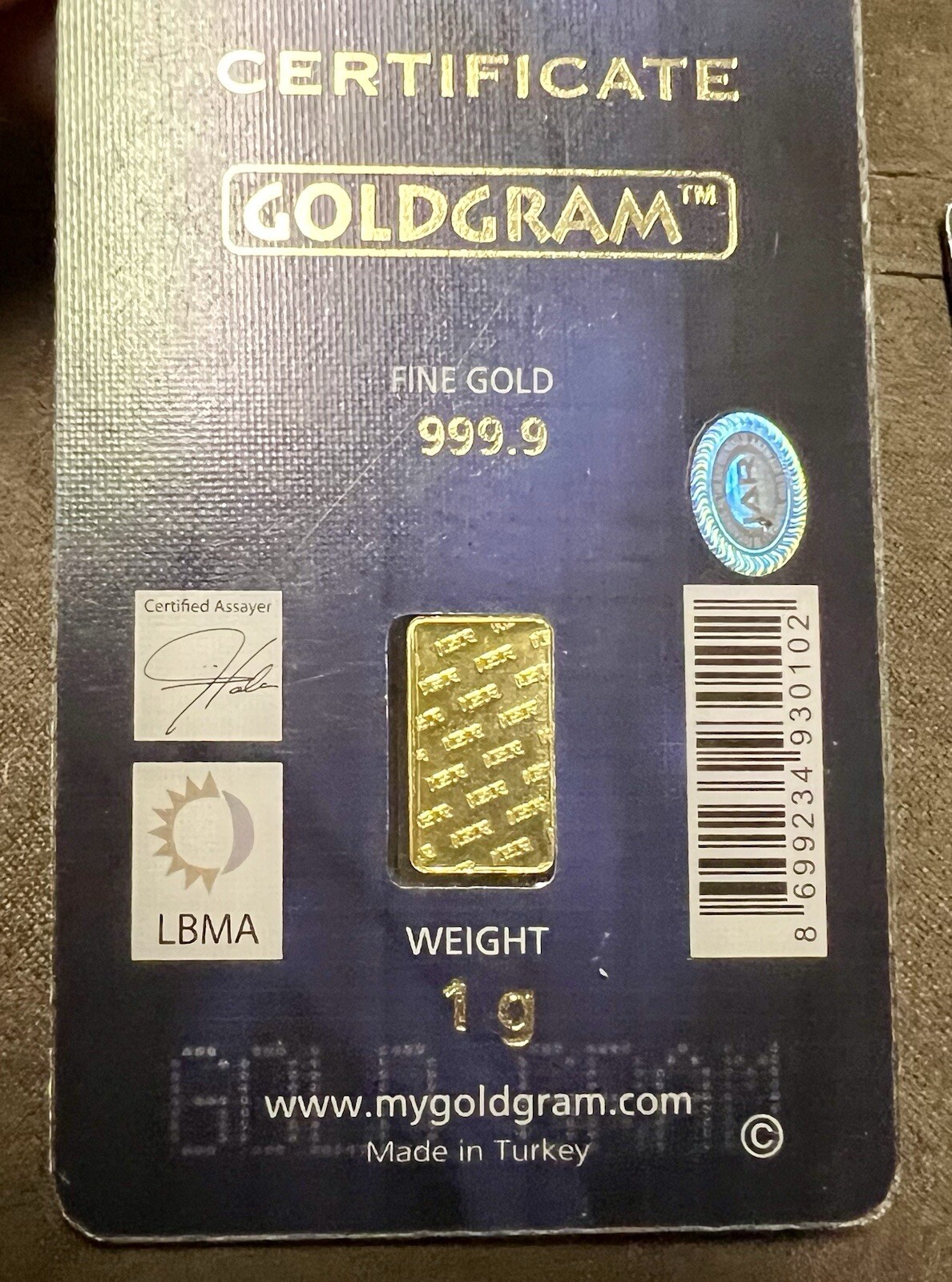 🔥🔥BU GOLD BULLION BARS In Assay 1 & 1/2 gram .9999 Istanbul Gold Refinery