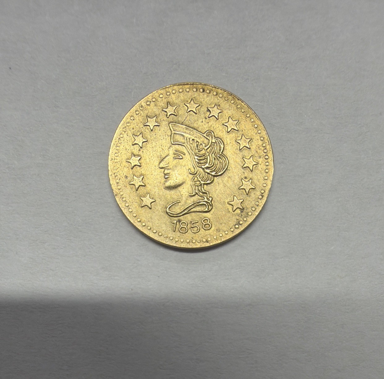 1858 California Round Gold Princess G50C-fractional Bear #1 Type circa 1960