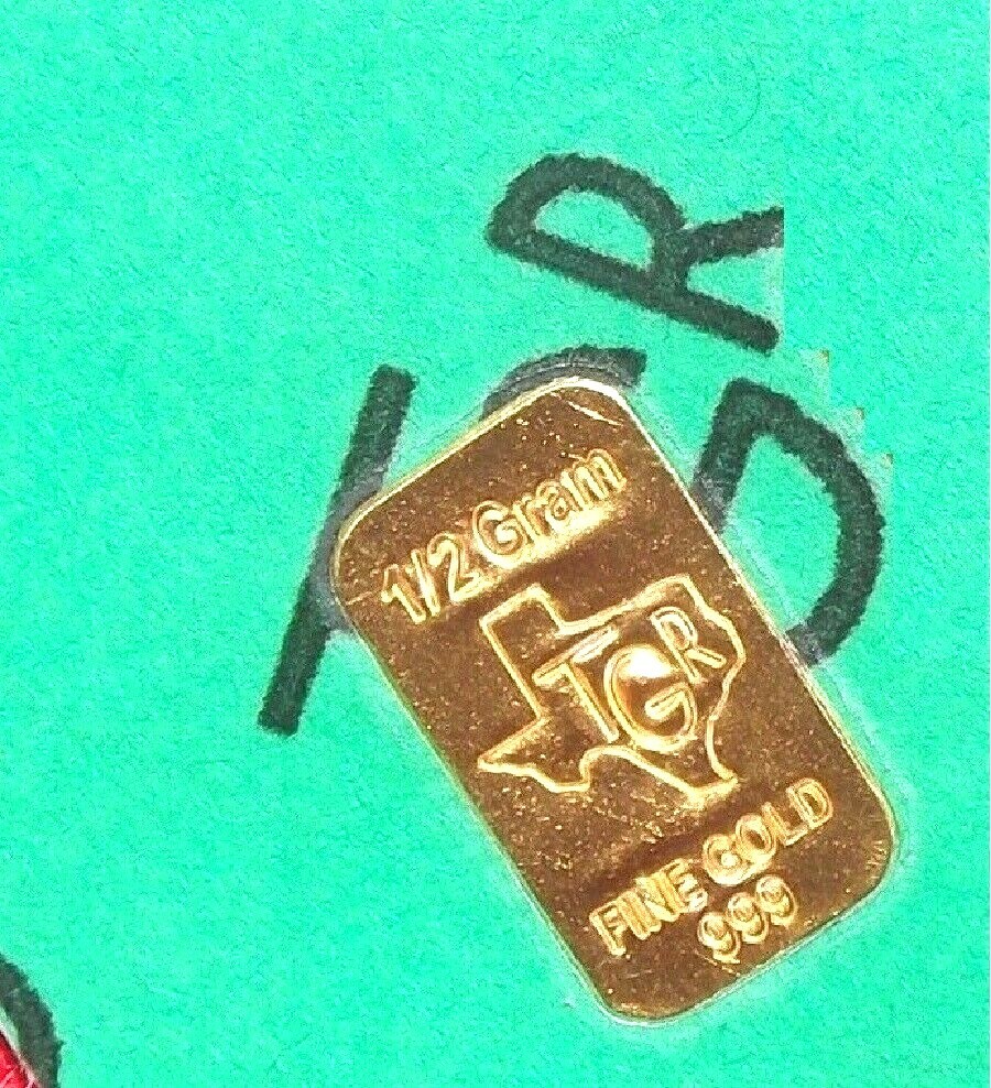 1 /2 gram Gold Bar – TGR TEXAS – 999.9 Fine in Assay