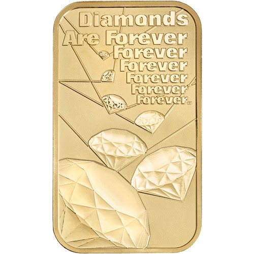 1 oz British James Bond Diamonds Are Forever Gold Bar (New w/ Assay)