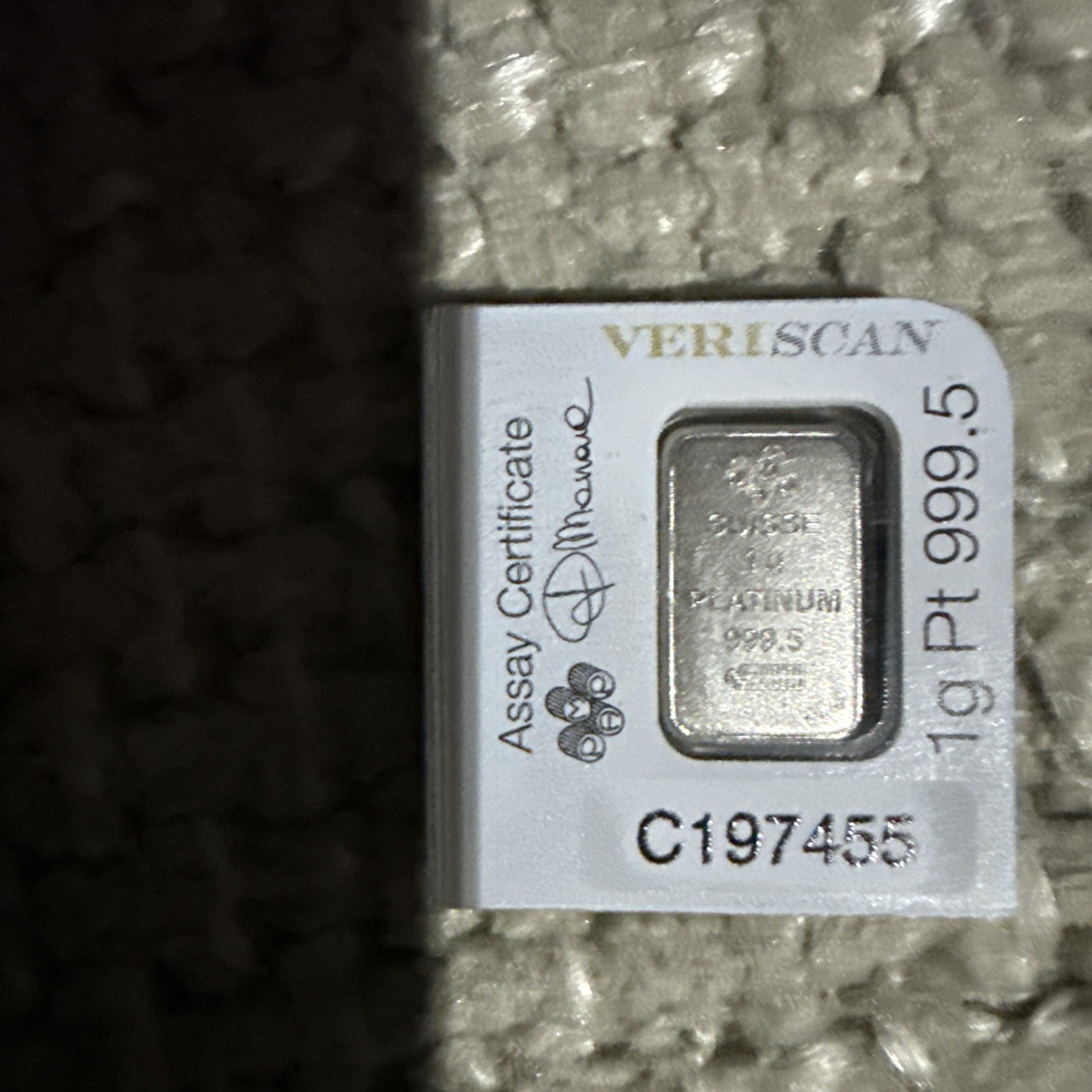 PAMP Lady Fortuna 1g Platinum Bar 999.5 pure platinum