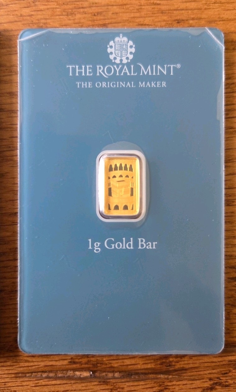 Kaaba 1g Gold Bullion Minted Bar Bullion 999.9 Fine Gold Royal Mint