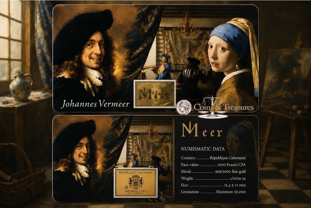 Johannes Vermeer Collage 1/1000 Oz .999 Gold in Coin card