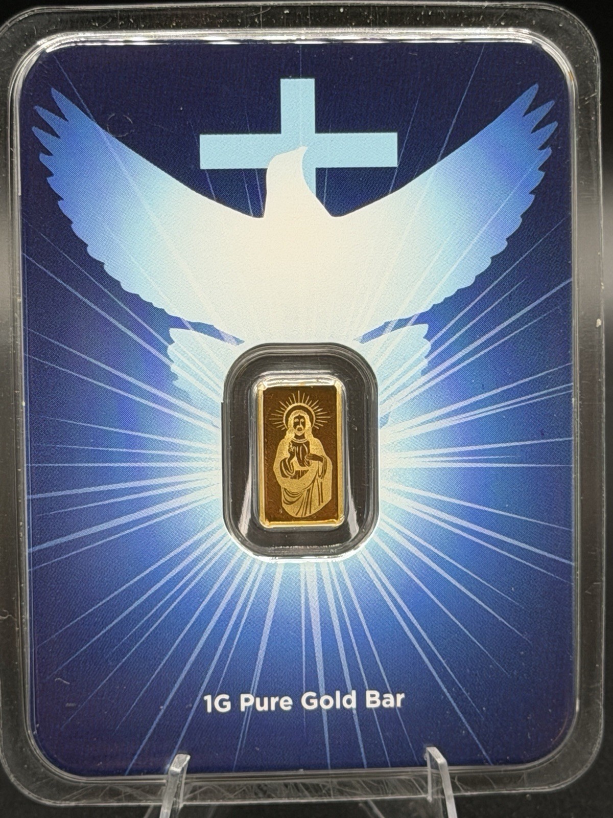 MKS PAMP Blessings of Jesus Christ 1 Gram 9999 Gold Bar Dove & Cross In TEP -#97
