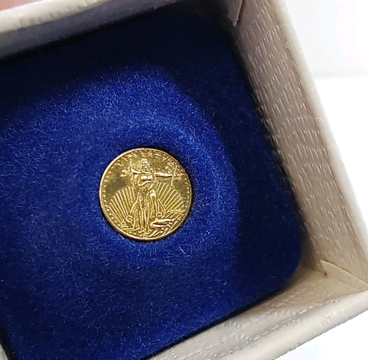 22K YELLOW GOLD ST. GAUDENS $20 MINIATURE COIN COLUMBIA MINT IN BOX ESTATE .5g