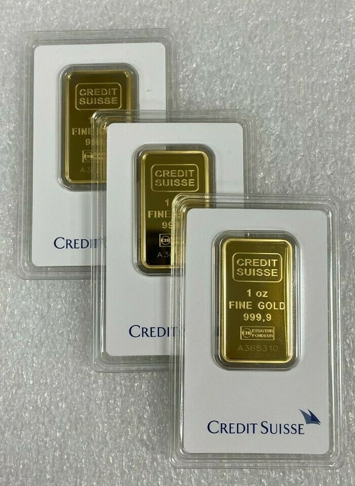 Lot of 3 Gold 1 oz Random Brand .9999 fine Gold Bars in Sealed Assay Cards
