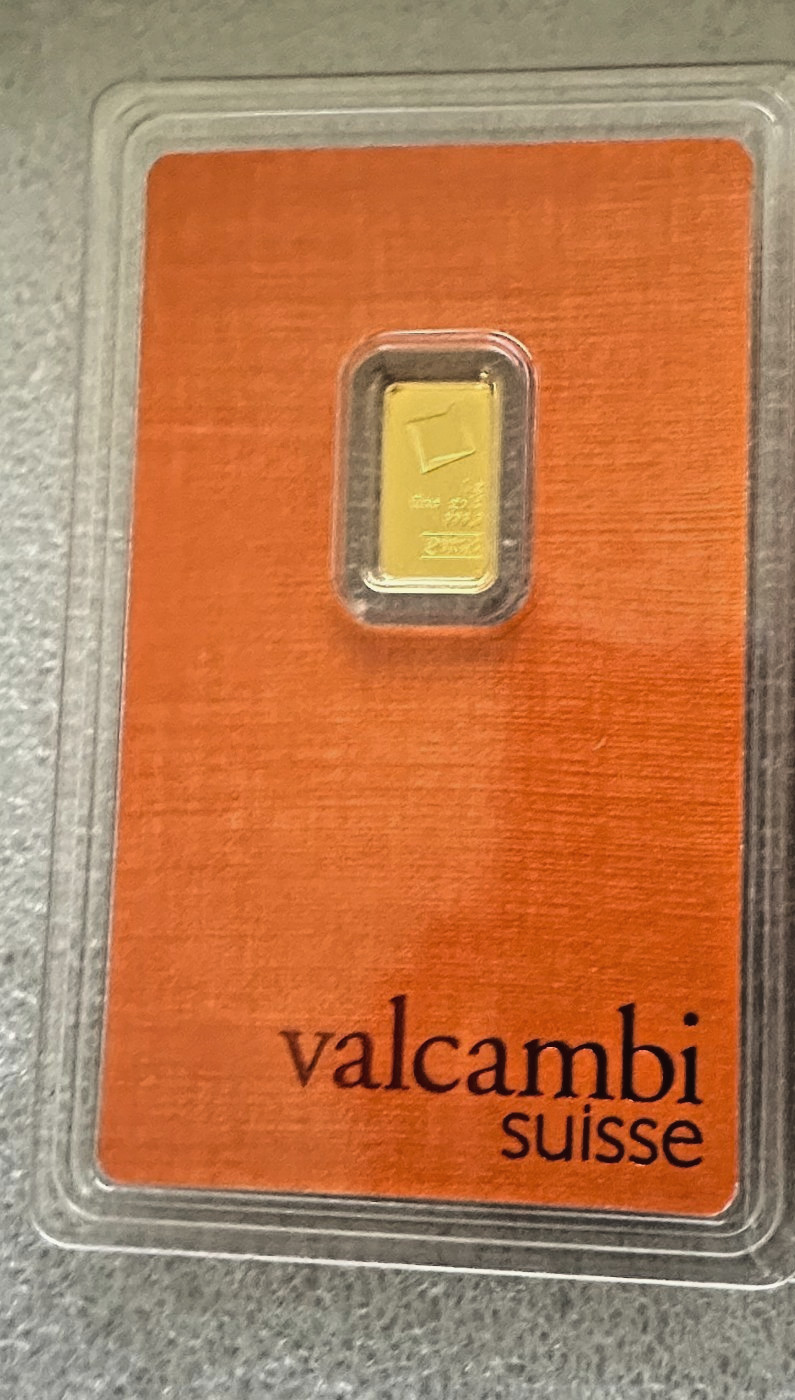 1 gram Gold Bar Valcambi Suisse – 999.9 Fine in Assay AA 718753