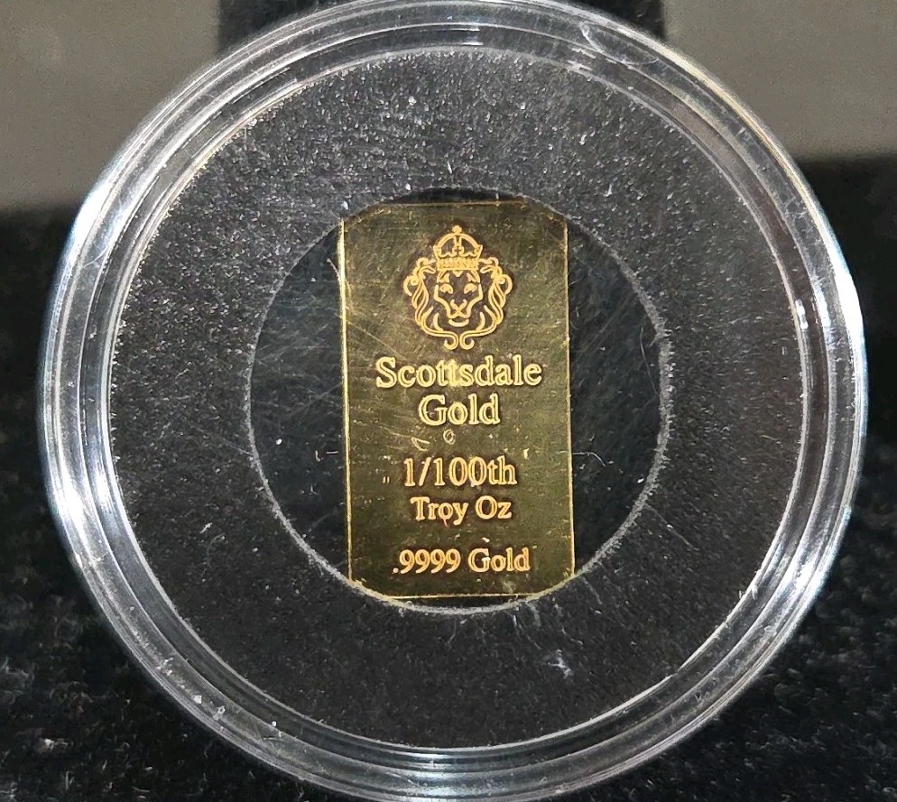 1/100th Troy oz Scottsdale Gold Bar 4-9 Fine .001oz AGW
