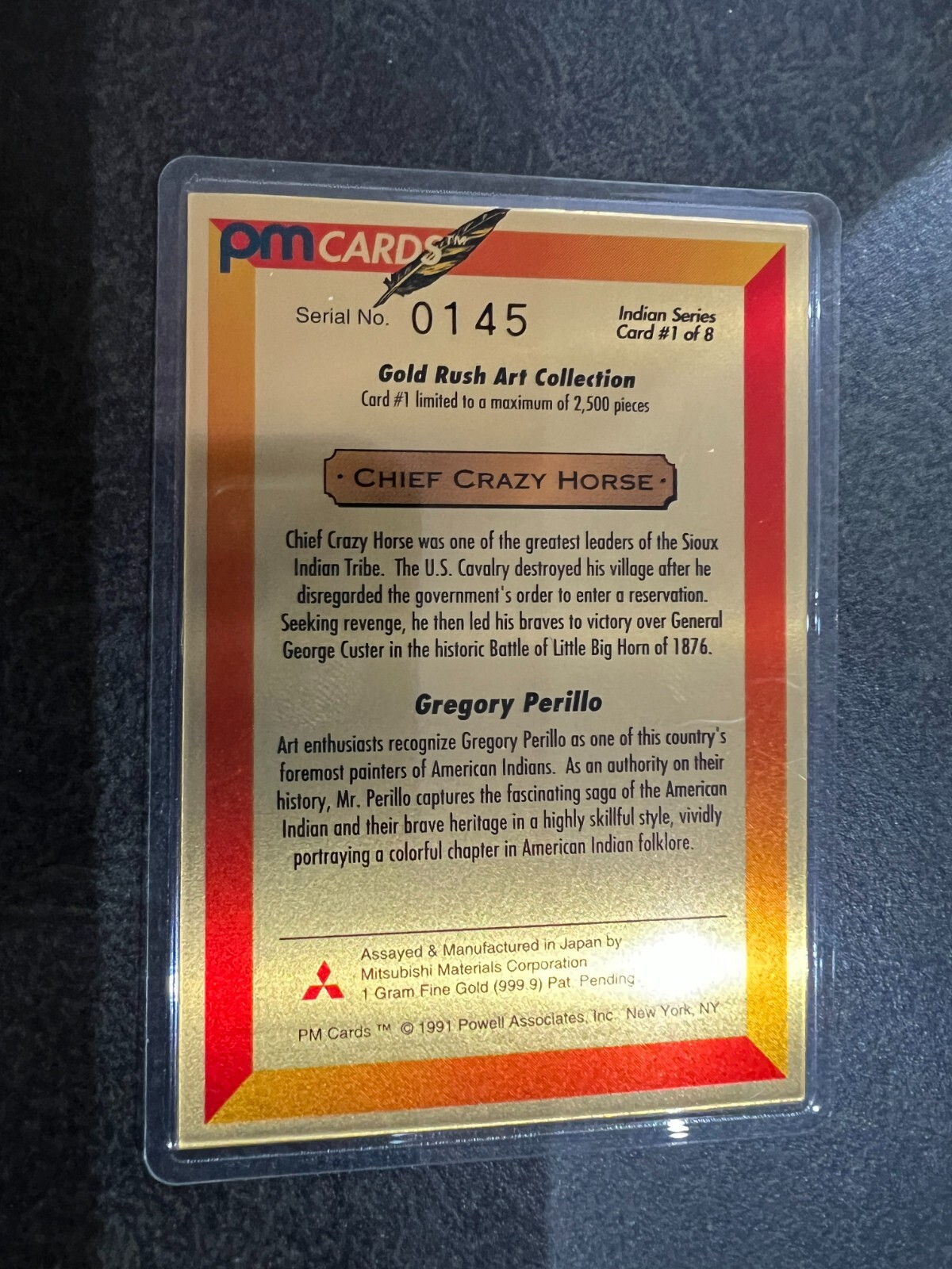 1991 Chief Crazy Horse PM Card Gold Sioux Indian Tribe E0901