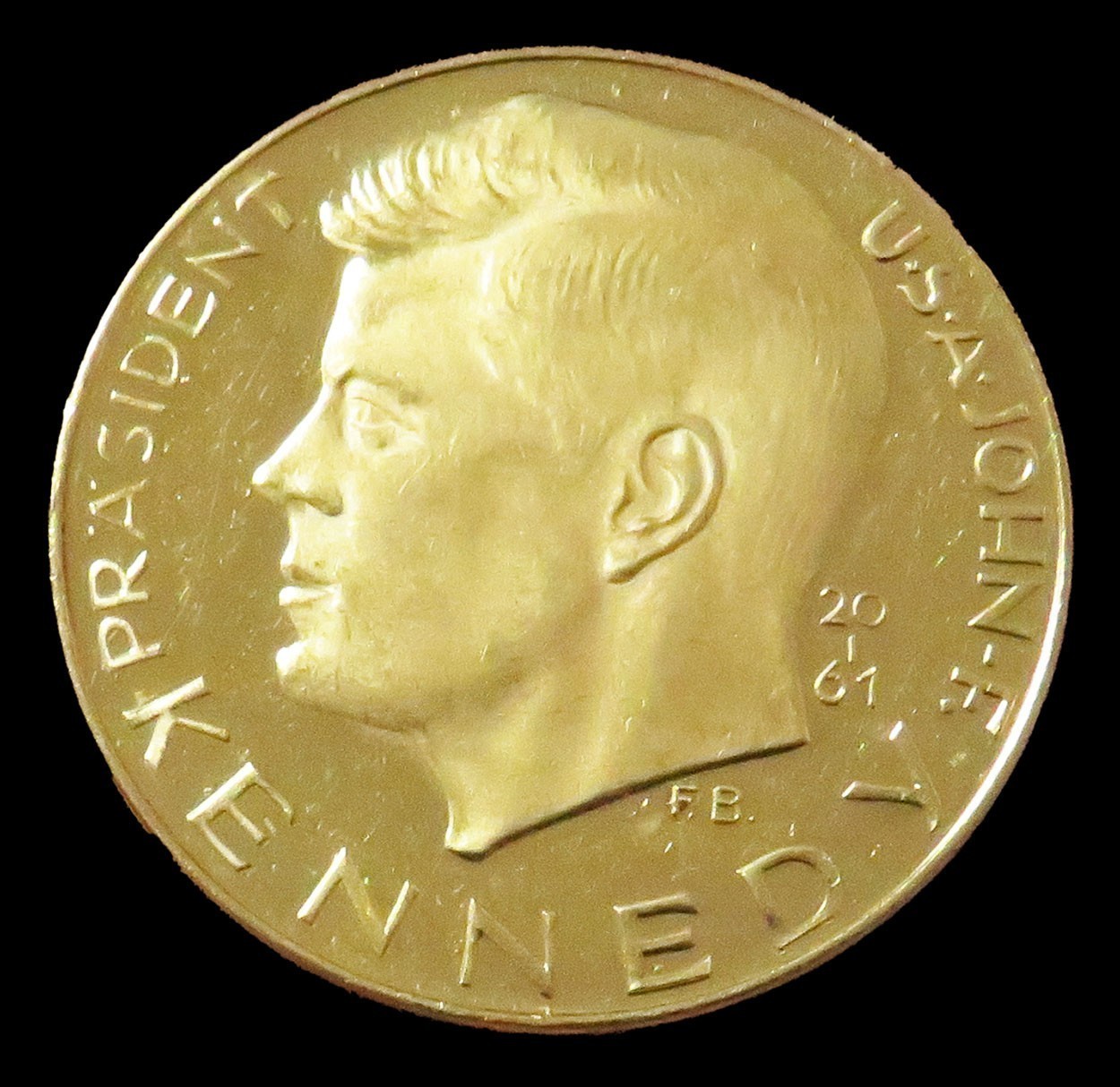 1961 GOLD GERMAN 10.4 GRAM DUCAT PROOF JOHN F KENNEDY JFK INAUGURAL MEDAL