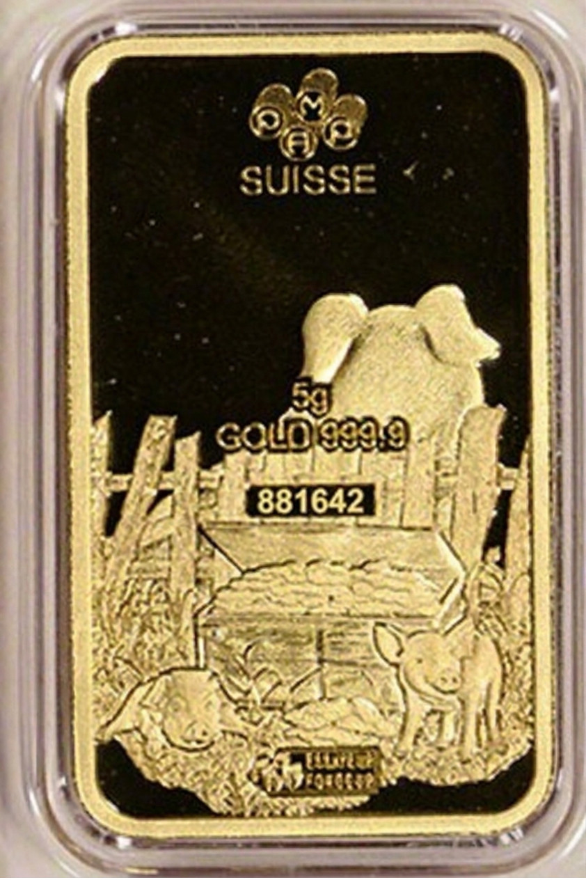 PAMP Suisse 5g Gold Year of the Pig – The Lunar Calendar Series. New in Assay