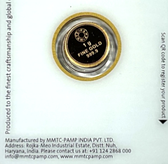 Pamp MMTC Lotus 1 Gram Gold Round – Large Card Assay