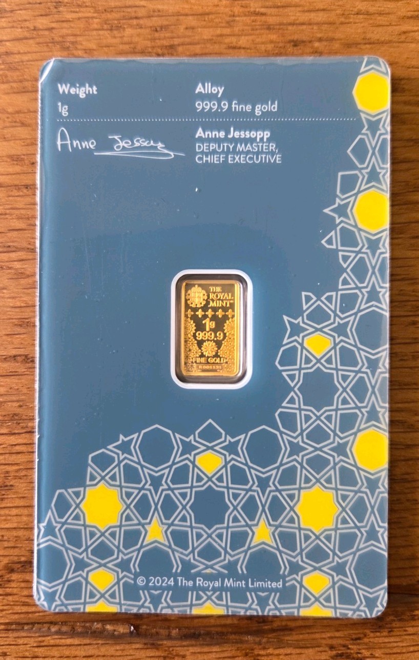 Kaaba 1g Gold Bullion Minted Bar Bullion 999.9 Fine Gold Royal Mint