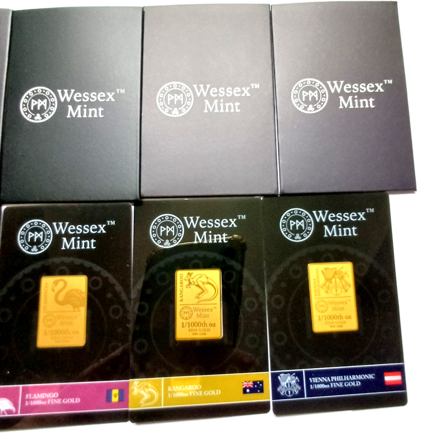 1/1000th oz x 5 Gold Bars Bundle 999.9 24ct by Wessex Mint