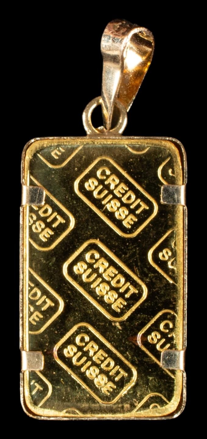 1 Gram Gold Bar Pamp Suisse 999.9 Fine In 14k Gold Bezel Serial #48987