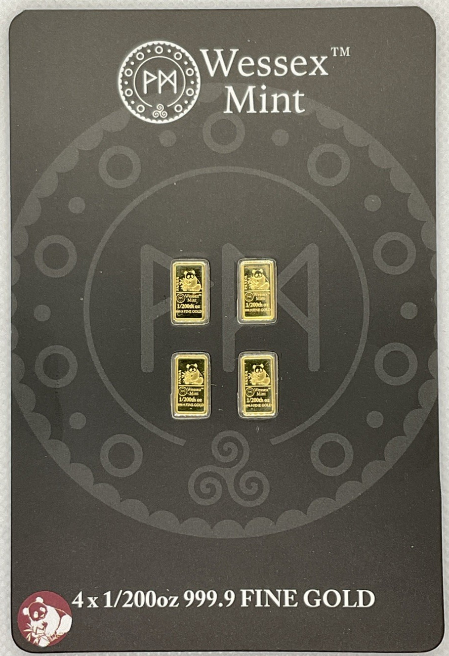 Wessex Mint – 4 X 1/200oz 999.9 Fine Gold Bar – 🐼Panda🐼 – Sealed Gold Bullion