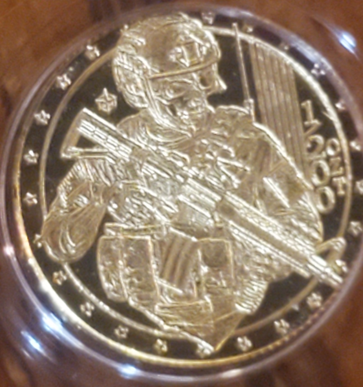 Tactical Skeleton Soldier 1/200th oz .9999 Fine Gold Plug in Capsule W/Art Card