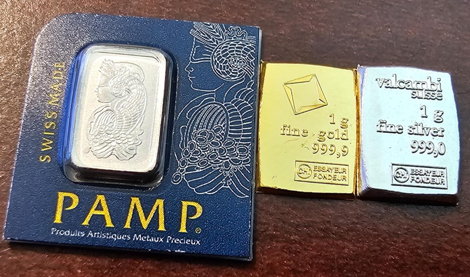 Gram Bars Variety Pack – 1 Gm Valcambi Gold & Silver, 1 Gm Pamp Suisse Platinum