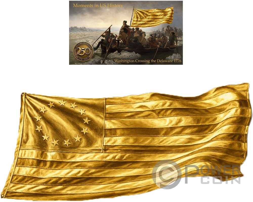 WASHINGTON CROSSING THE DELAWARE 1776 1/1000 Oz Gold Medal