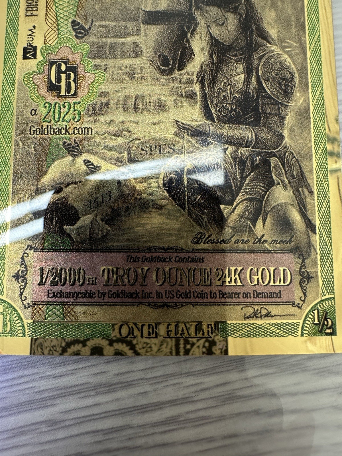 24k Gold not Gram 1/2 Florida GoldBack 1/2000 OZ Gold Bar Currency W/COA
