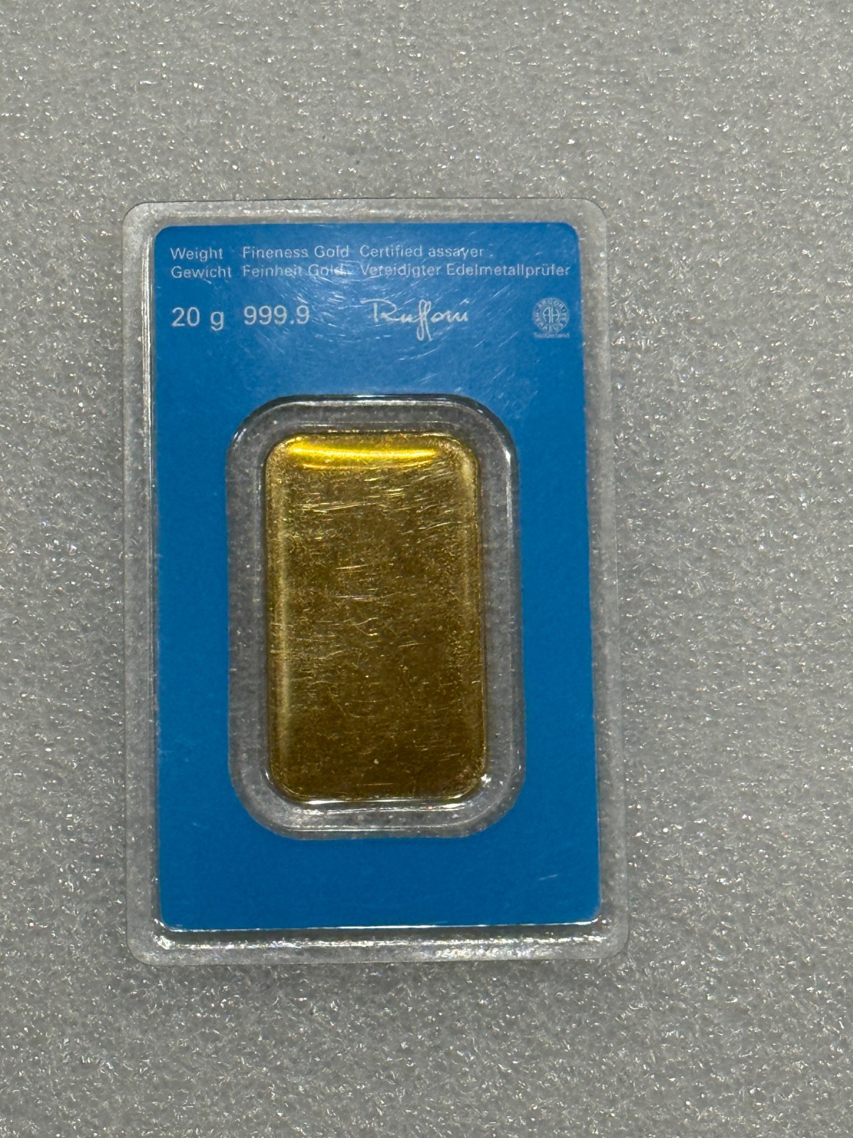 RARE KANTONALBANK SEALED 20 GRAM 999.9 PURE GOLD BAR IN ASSAY ~ SERIAL # 304064
