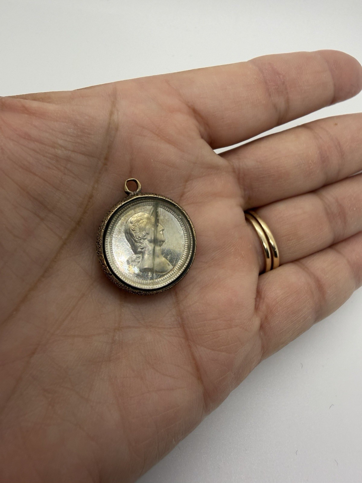 Rare and beautiful Circa 1865 Washington / Lincoln Medal / In 14k Gold Pendent
