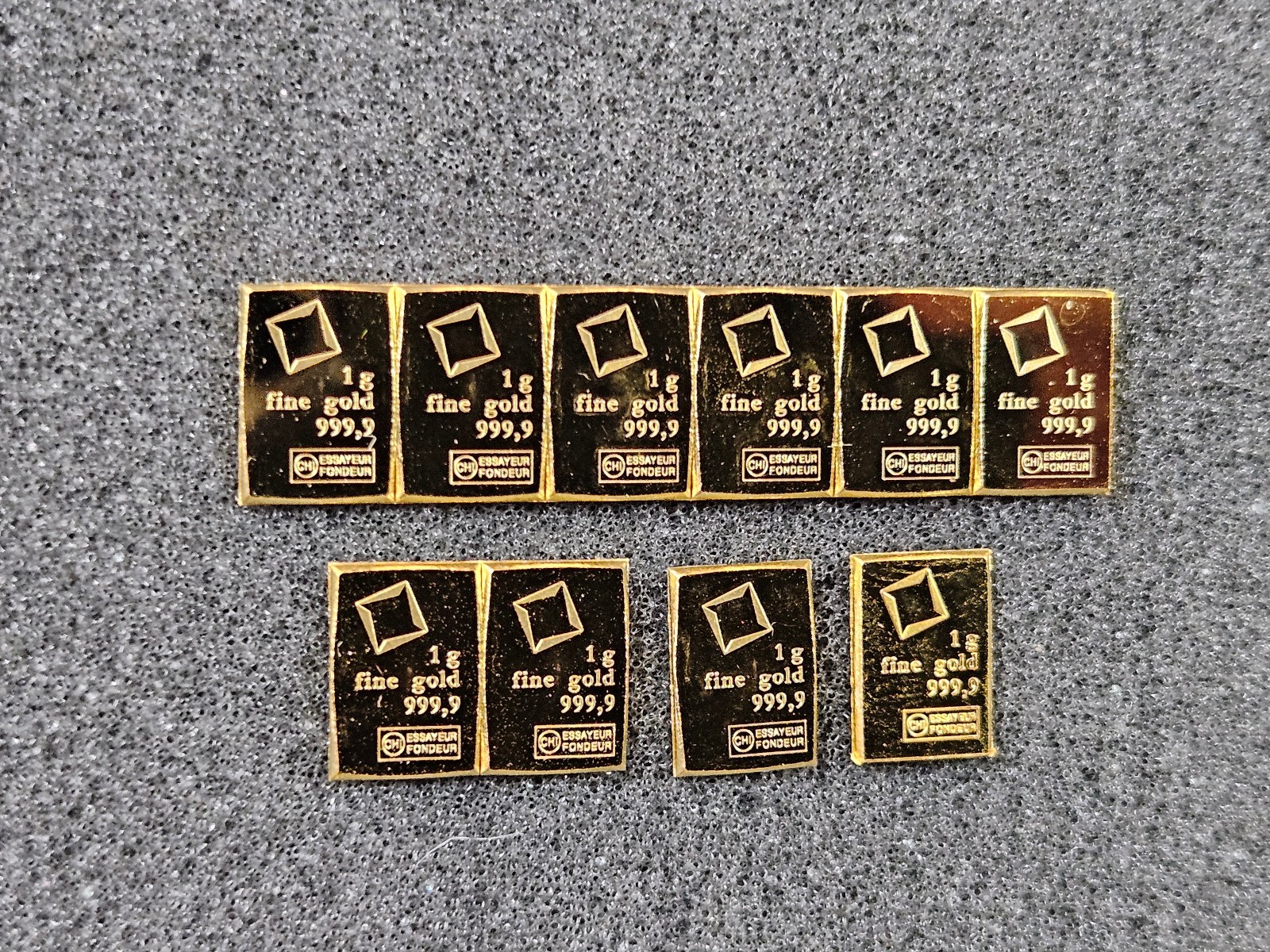 🌟(10) 1 gram Valcambi Suisse Gold Bars 999.9 Gold, 10 g Total
