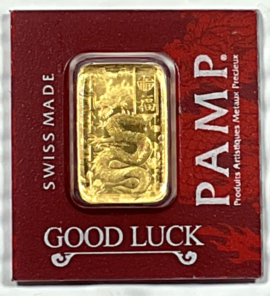 PAMP Suisse Good Luck Dragon 1 Gram .9999 Gold Bar Multigram Year Of The Dragon