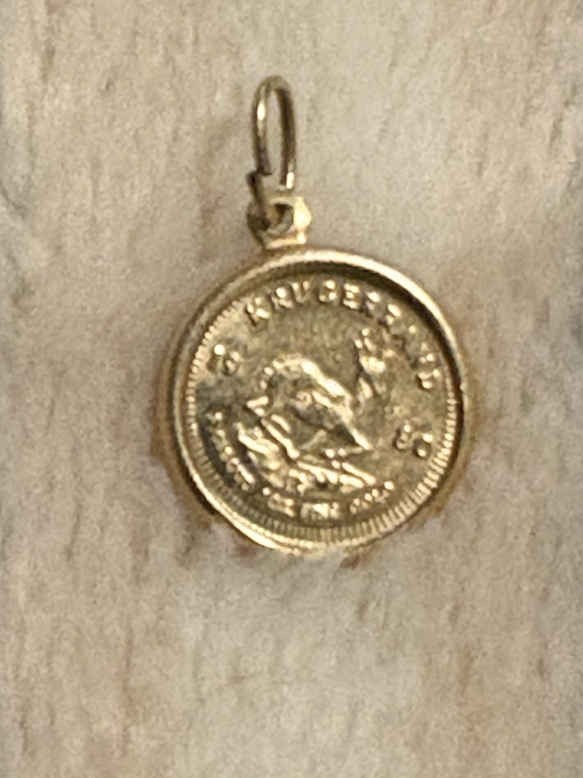14kt Gold Mini Krugerrand in bezel, International Monetary Mint, 1980