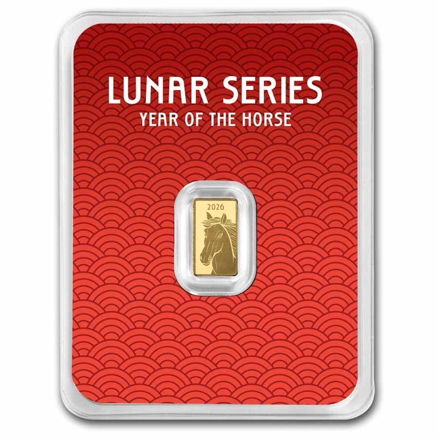 LUNAR Year of the HORSE 2026 Swiss 1 Gram .9999 Pure 24karat GOLD Bullion Bar