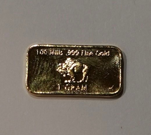 (1) 1 Gram – Gold Buffalo Bullion Bar .999 Fine 24k GOLD BARS