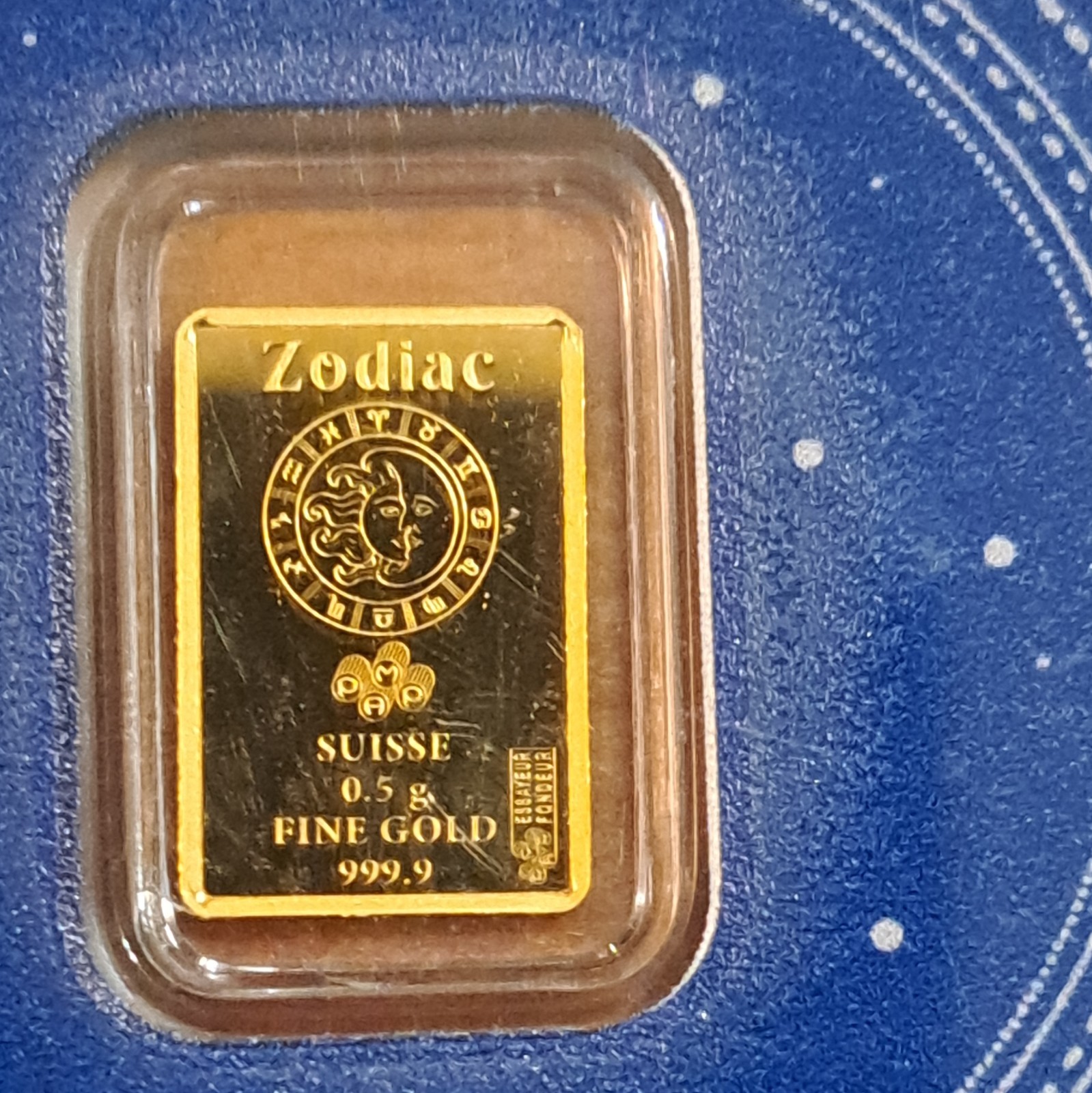 PAMP Suisse Zodiac Capricorn 0.5g Fine Gold Bar .9999 Au 999.9 Total 0.5g