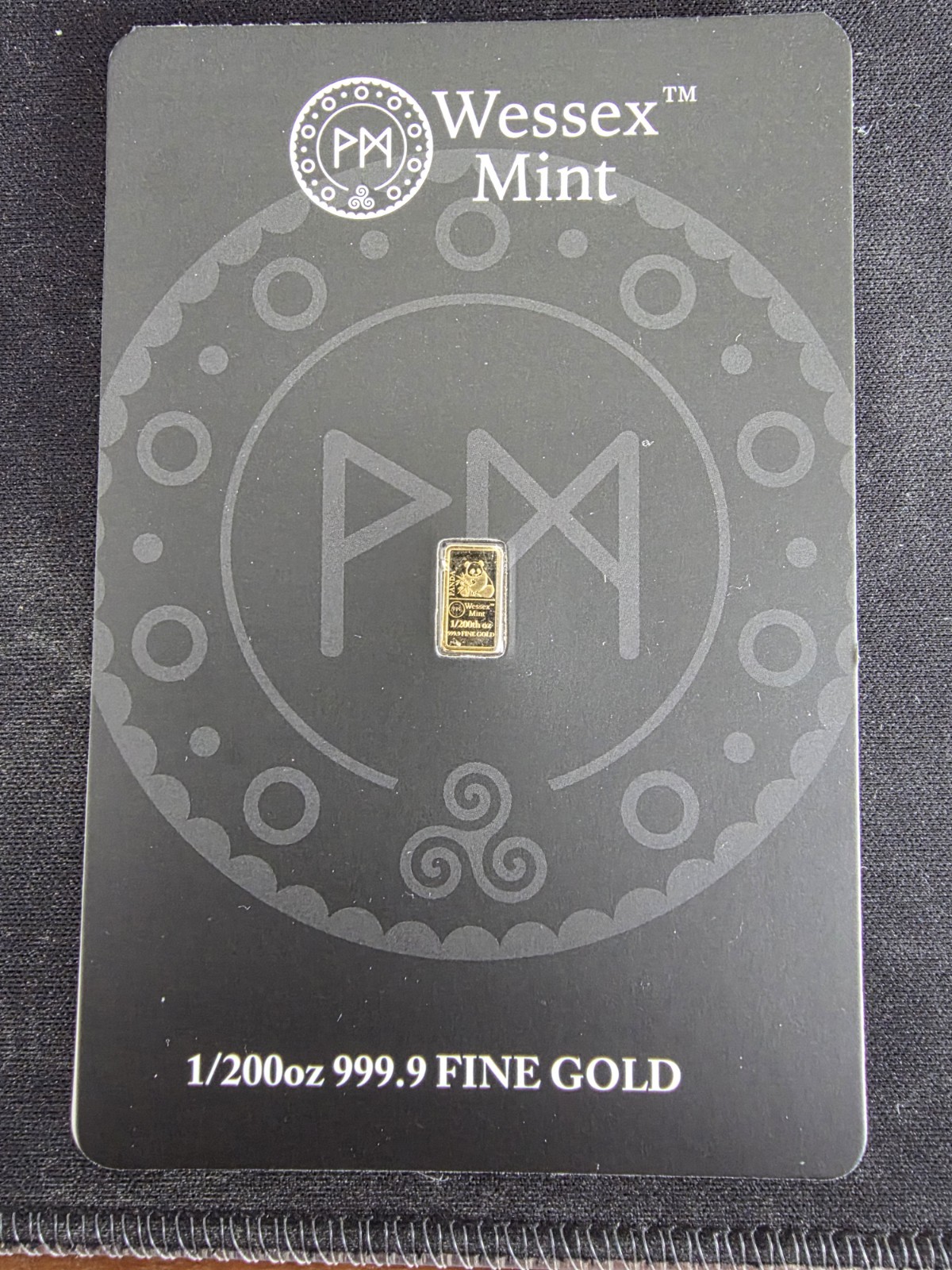 Panda 1/200th oz Fine Gold 999.9 Bullion Bar ingot in Blister by Wessex Mint