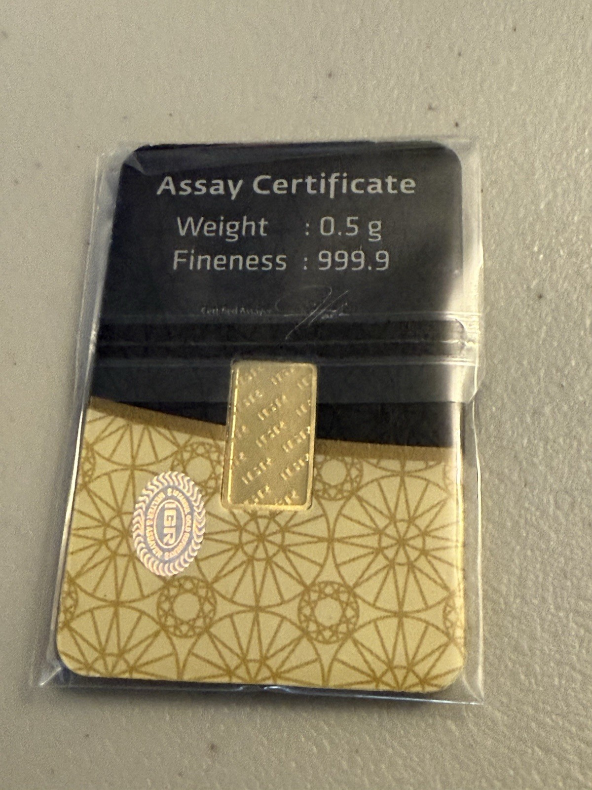 IGR Gold Bar .5 gram 1/2 Gram Gold Refinery – 999.9 Fine Sealed Assay