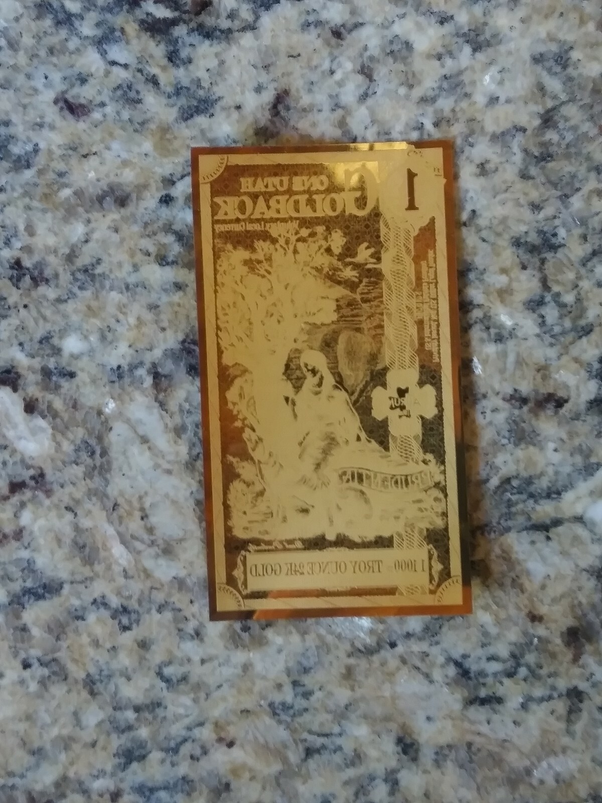 1 Utah Goldback -Aurum Gold Foil Note – 24K GOLD -1/1000 OZ GOLD