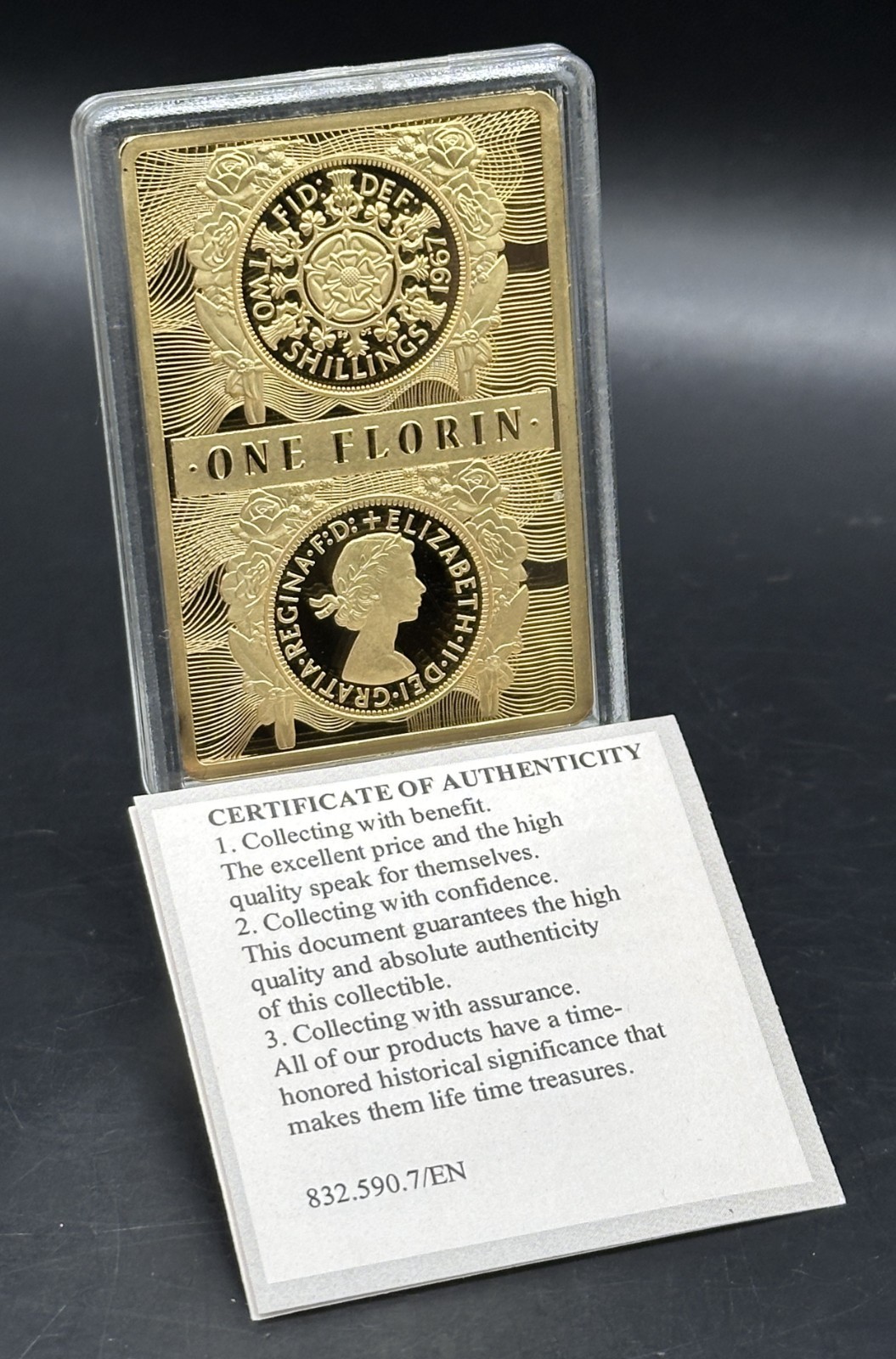Stunning 2021 Gold Plated Proof 60mm x 40mm One Florin in protective capsule