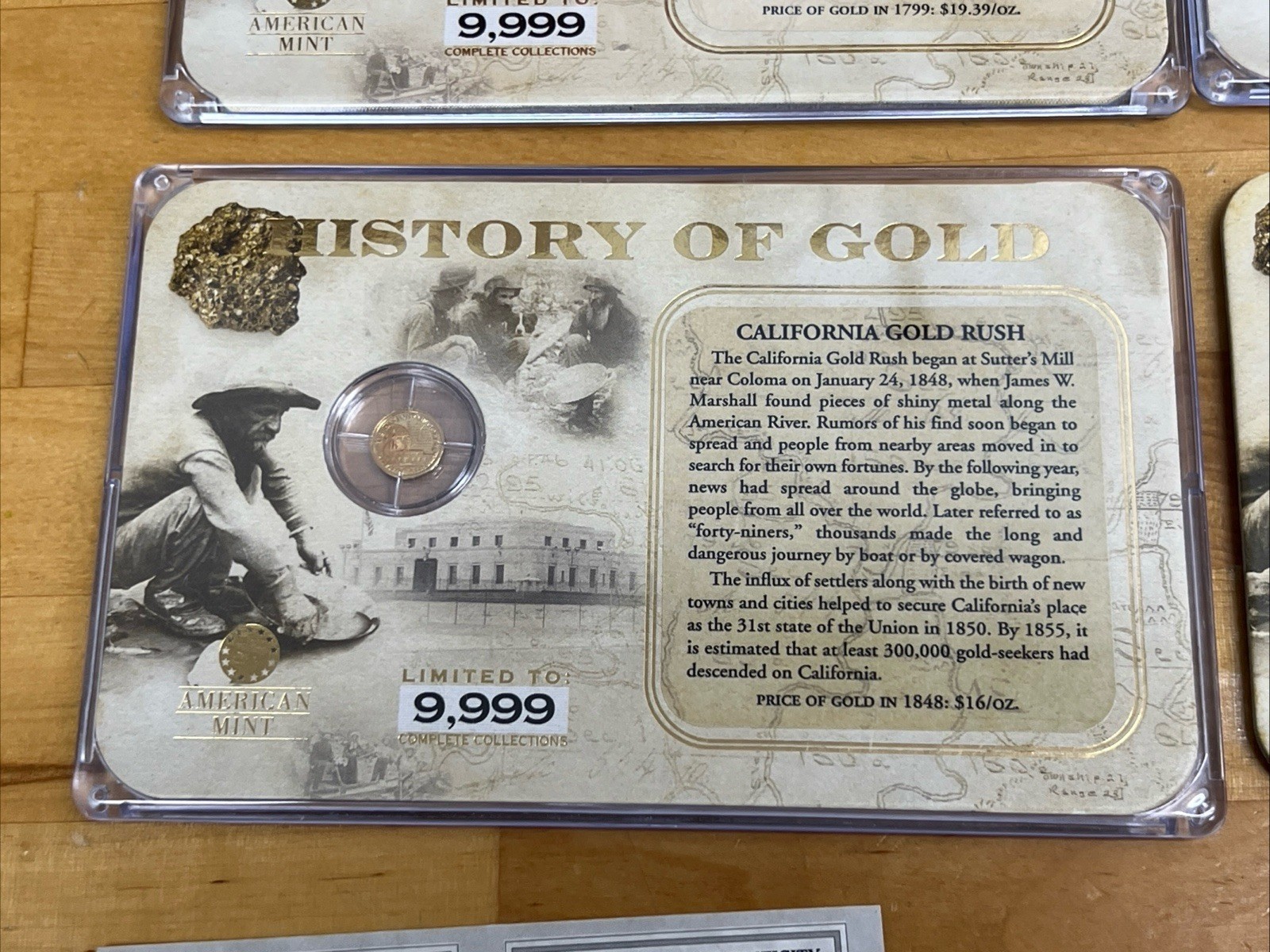 Gold .5g Each 14k American Mint {U.S. HISTORY OF GOLD} Set Of 4