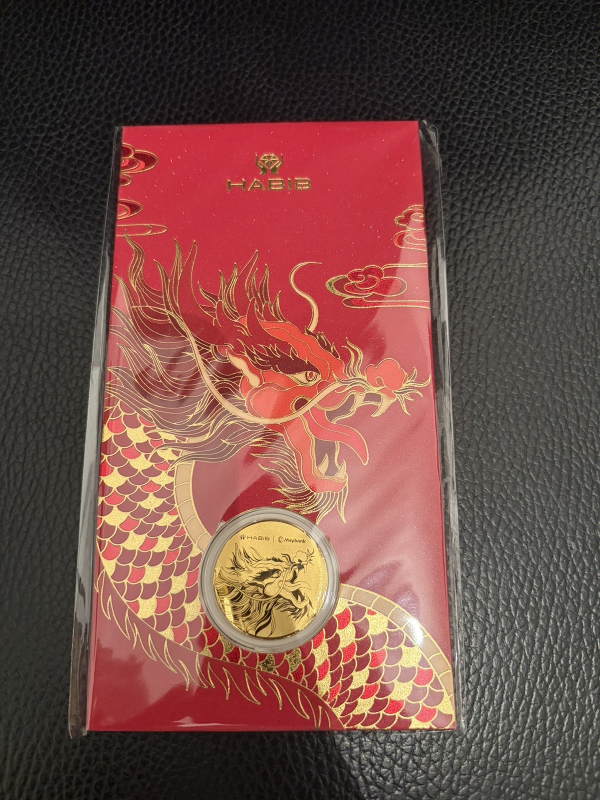Lunar year of the dragon design Pure gold 0.2g 999.9