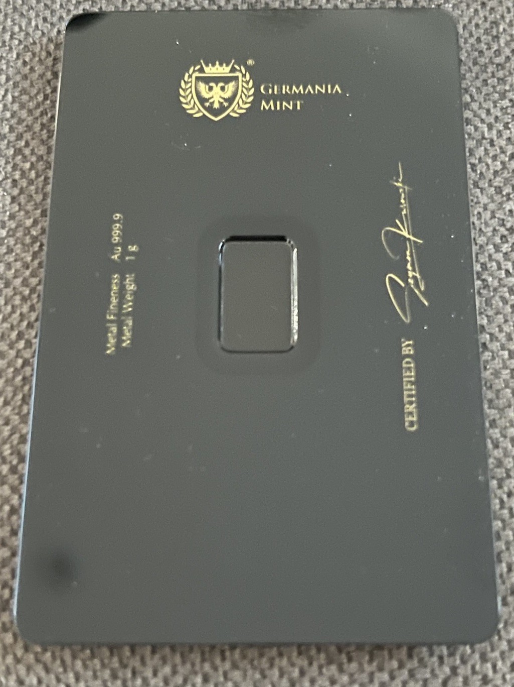 2026 1g .9999 Fine Gold Bar By Germania Mint – Double Bagged! Certified – Mint!