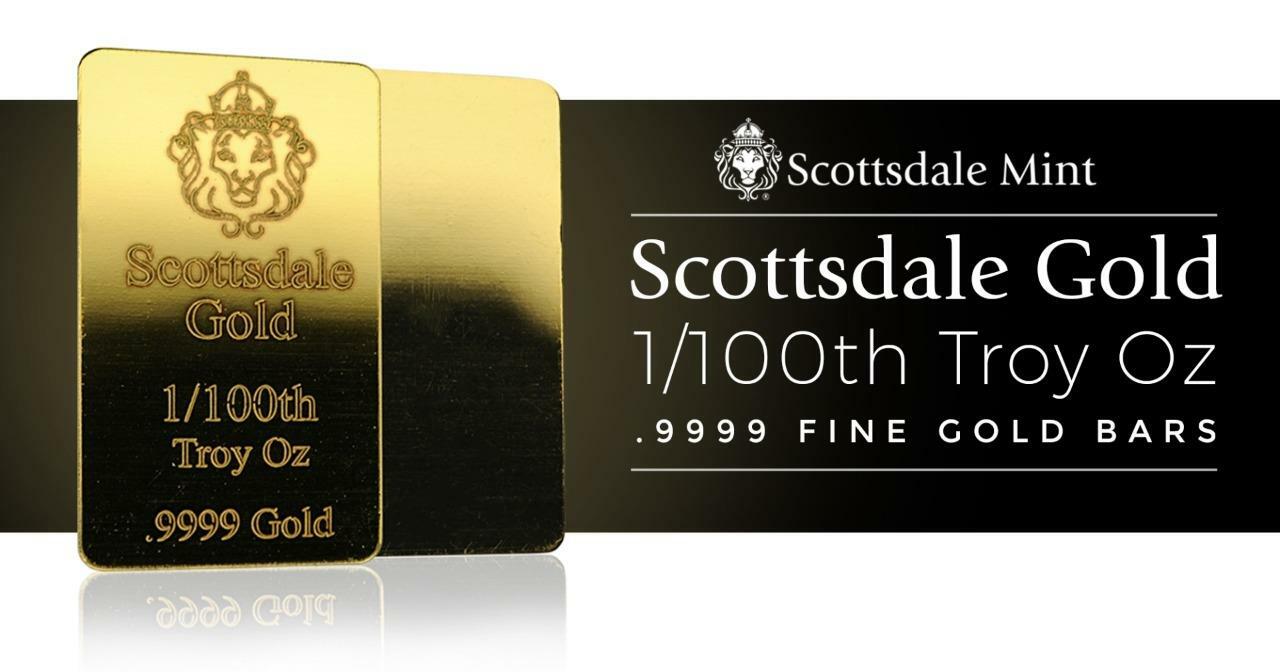 1/100 oz .9999 Gold Bar by Scottsdale Mint – Fractional Gold Bullion #A504