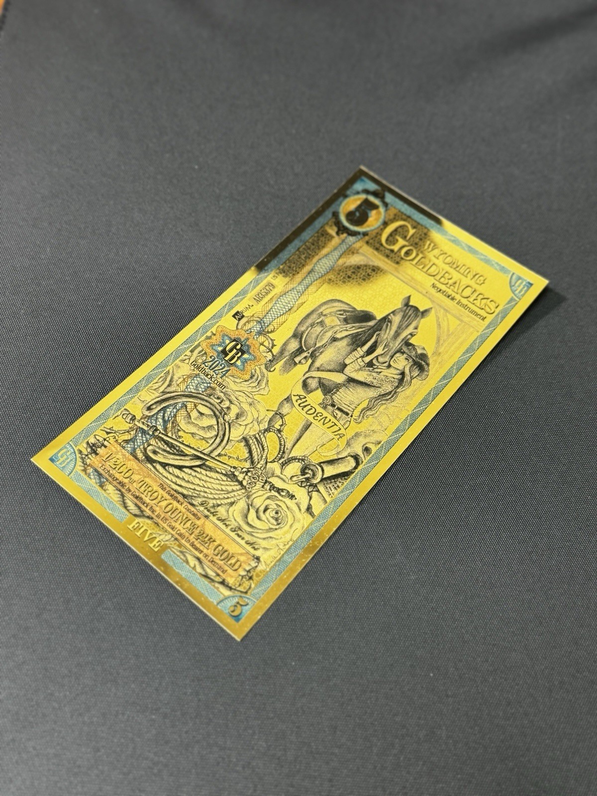 5 Wyoming Goldback Gold Note (New)