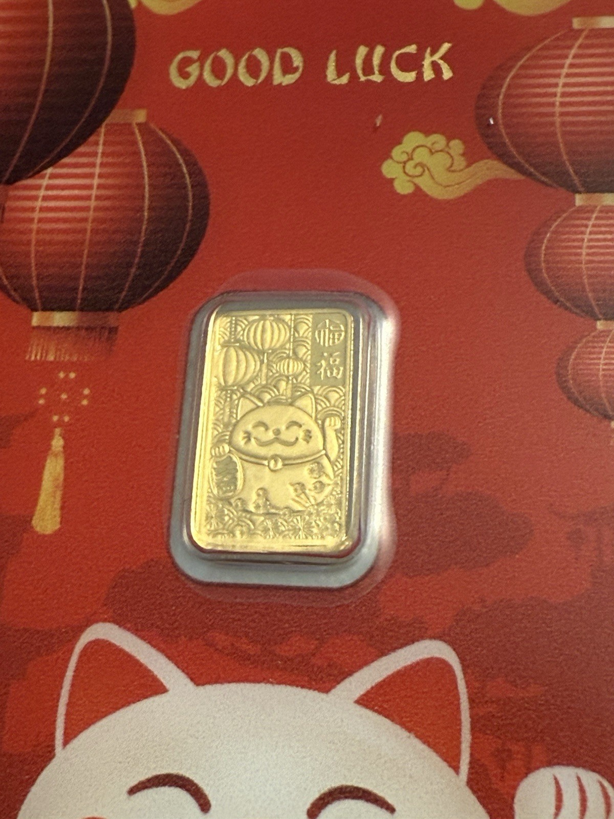 Super LOW Mintage of 3,000 Worldwide Pamp 1 Gram Gold Lucky Cat
