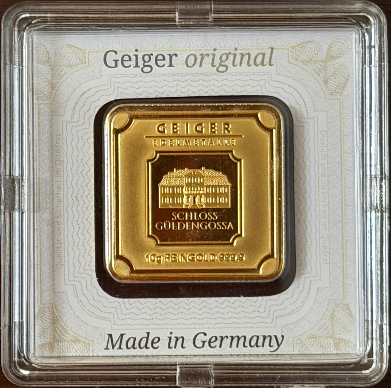 10G .9999 Gold Geiger Edelmetalle (Encapsulated w/Assay)