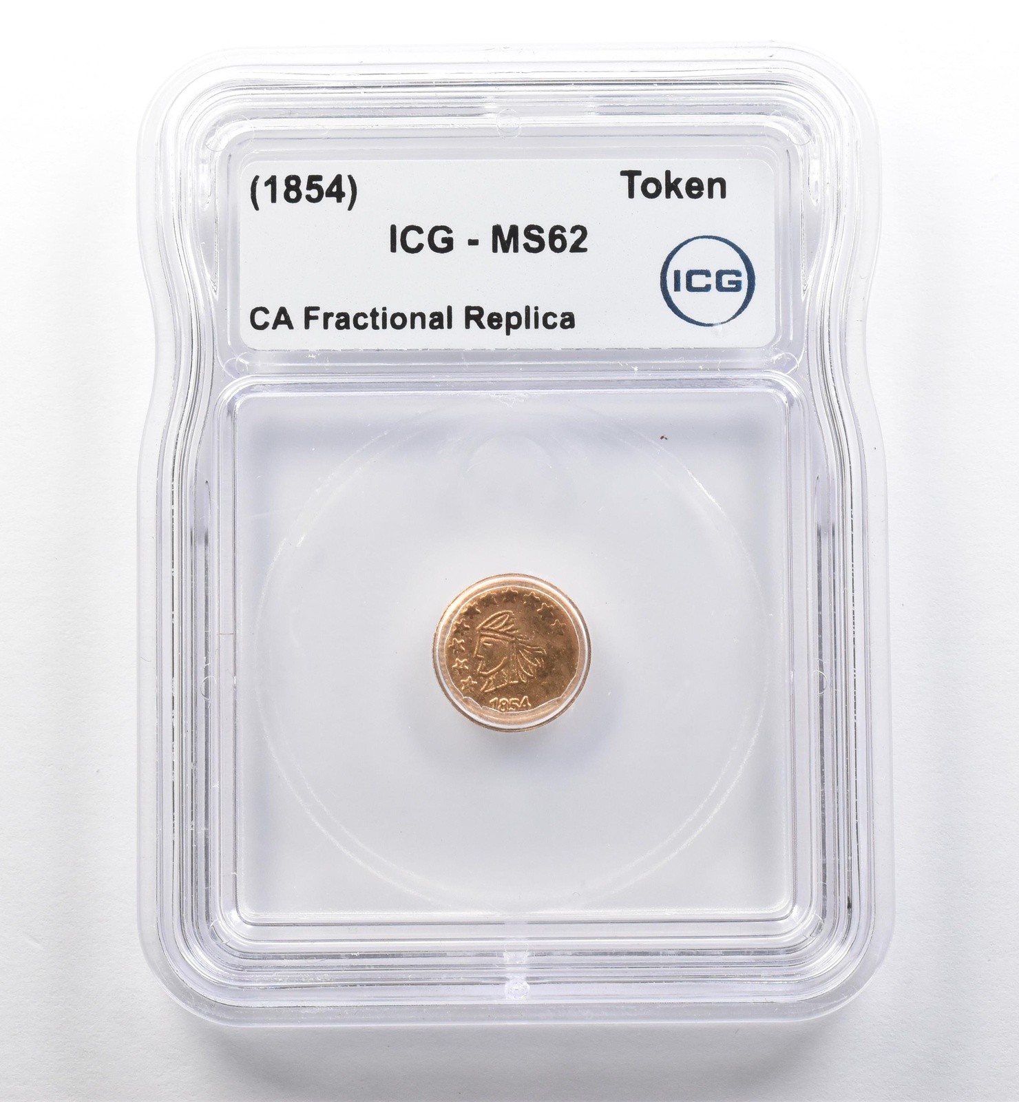 (1854) California Fractional Gold Token Indian Head 1/2 Dollar MS62 ICG *7441