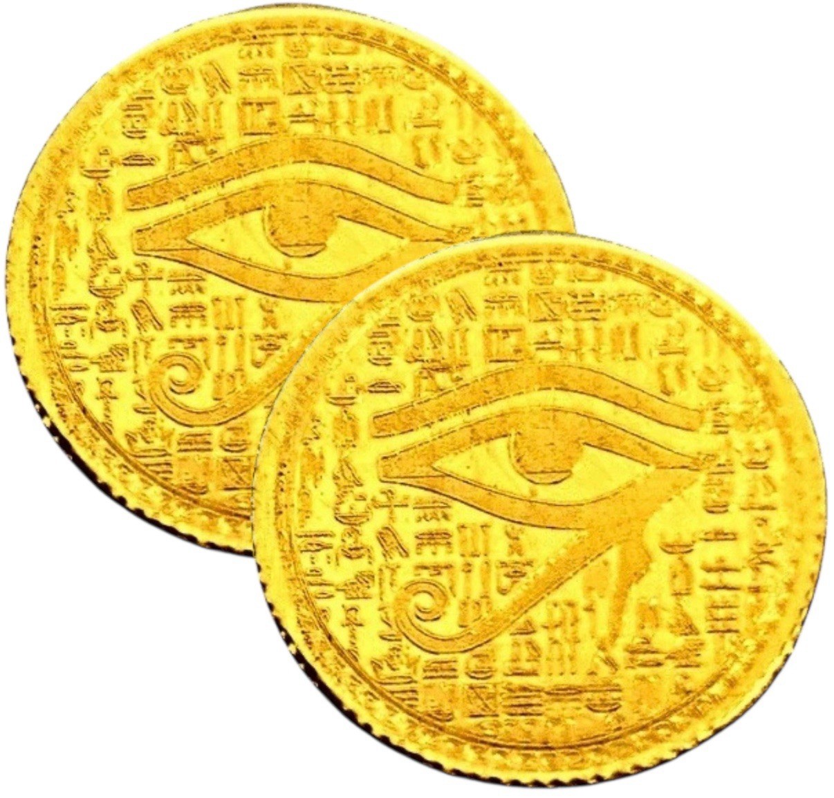 LOT 2 X 1/500 OZ MONARCH EGYPTIAN EYE OF RA .9999 GOLD ROUNDS IN CAPSULE BU