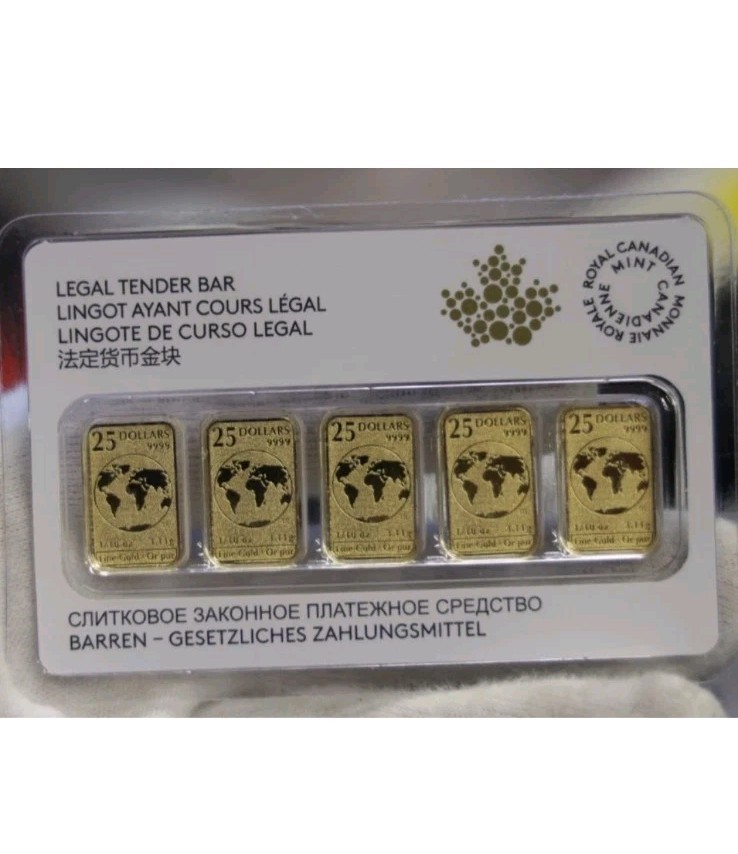 2016 Canada 1/10 oz Gold $25 5-Bar Set (In Assay) .50 AGW 9999 Fine Gold! Rare!