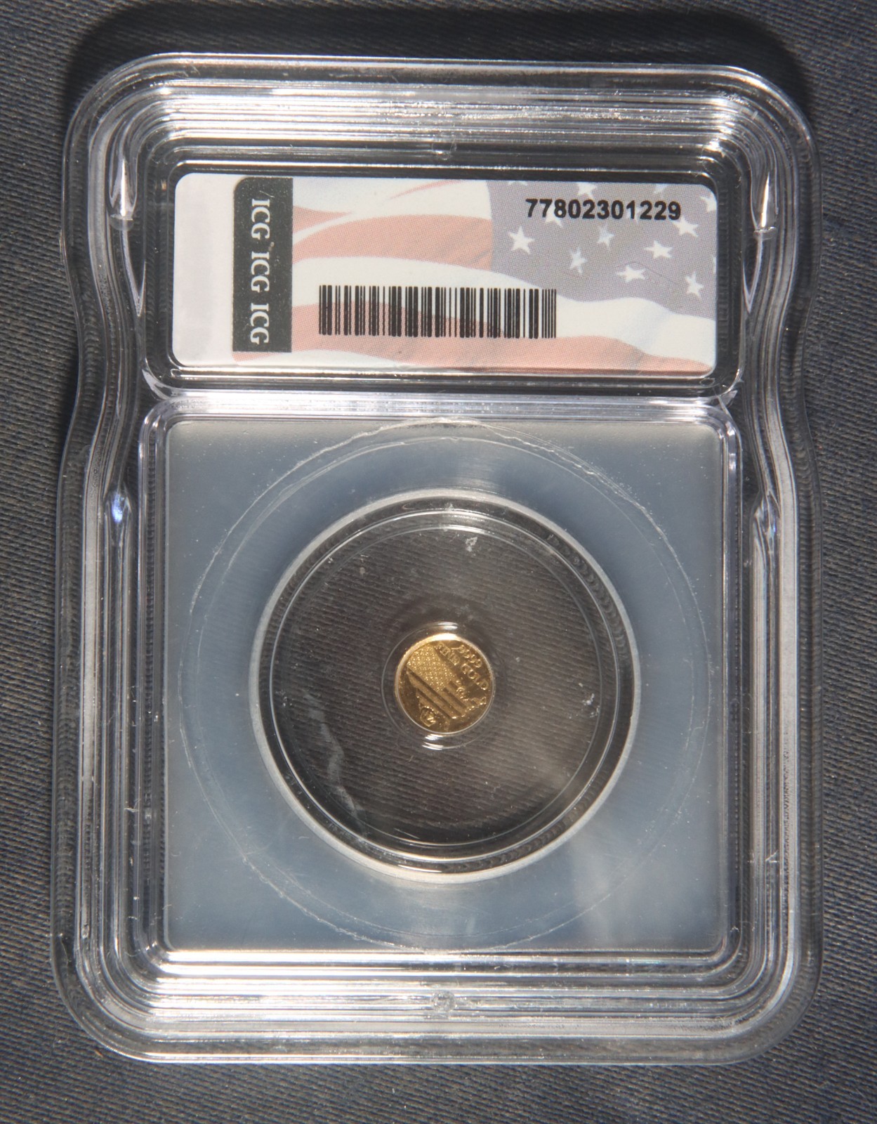 ND Eagle Head Round 1/500 oz .9999 Gold ICG MS70 Lot 151005